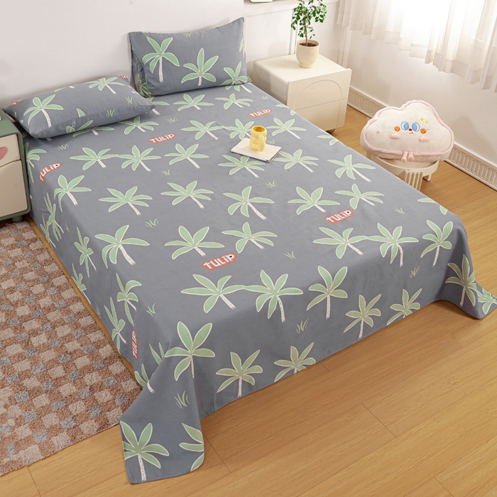 91家纺网 家纺一手货源 找家纺 红日子纺织品 2025新款直播热卖原棉老粗布印花床单三件套 柏林梦镜