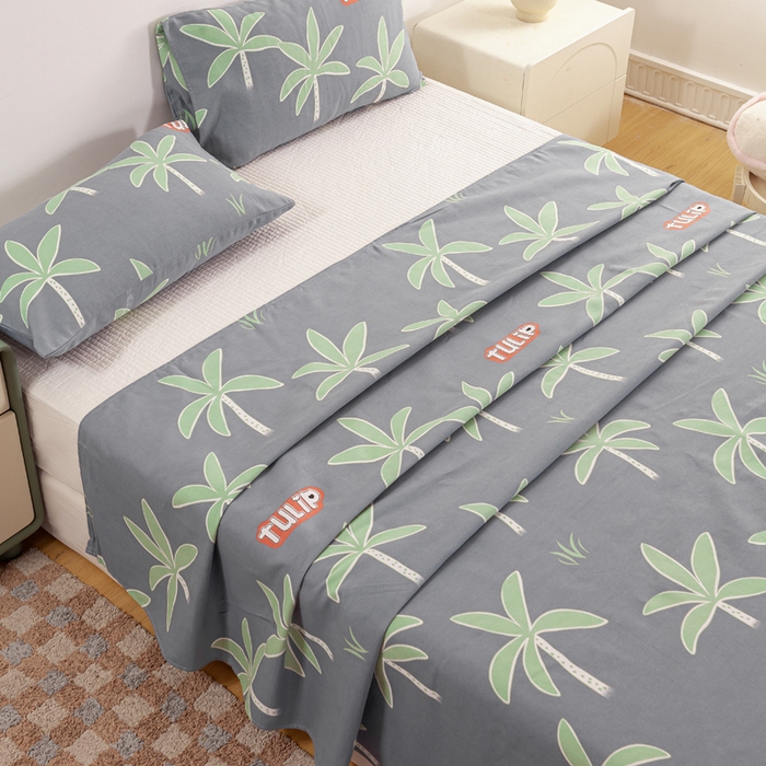 91家纺网 家纺一手货源 找家纺 红日子纺织品 2025新款直播热卖原棉老粗布印花床单三件套 柏林梦镜