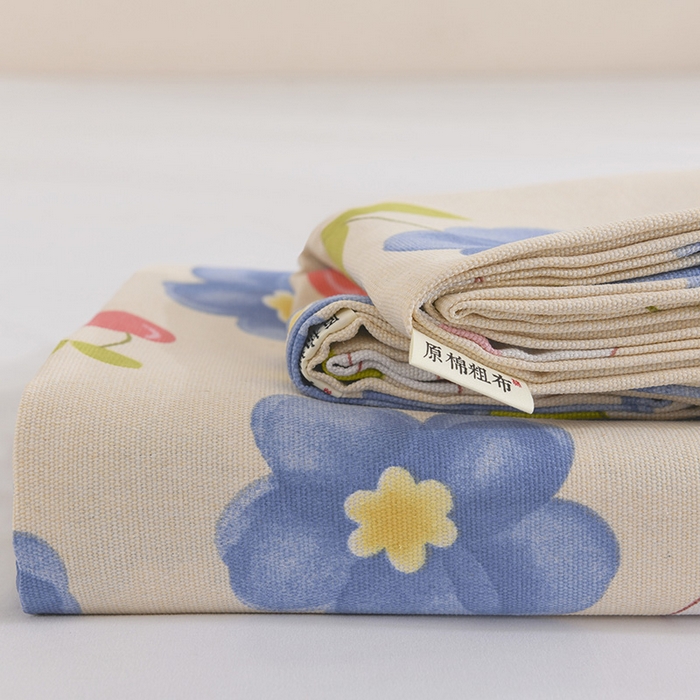 91家纺网 家纺一手货源 找家纺 （总）红日子纺织品 2025新款直播热卖原棉老粗布印花床单三件套