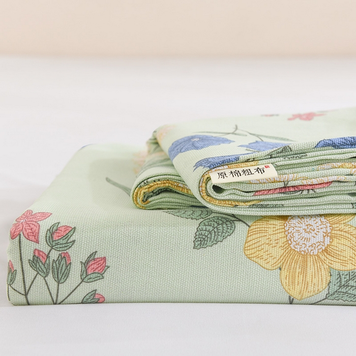 91家纺网 家纺一手货源 找家纺 （总）红日子纺织品 2025新款直播热卖原棉老粗布印花床单三件套