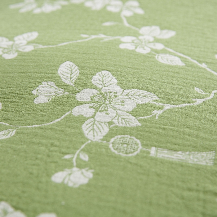 91家纺网 家纺一手货源 找家纺 2025新款全棉色织双层纱纽扣款四件套 春晖-绿