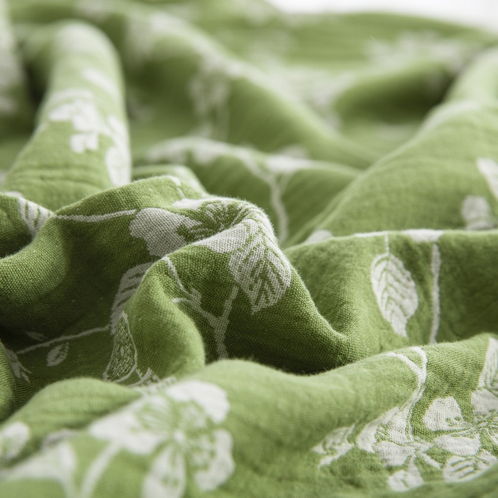 91家纺网 家纺一手货源 找家纺 2025新款全棉色织双层纱纽扣款四件套 春晖-绿