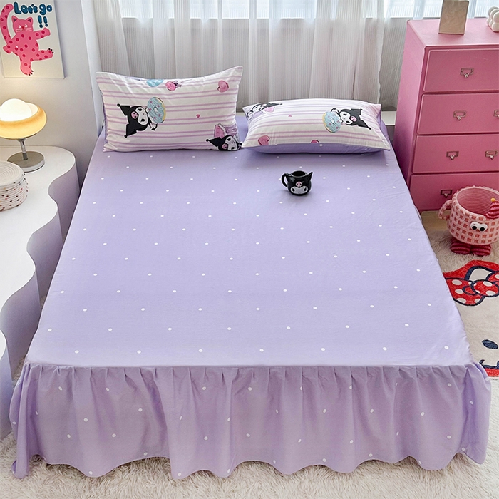 91家纺网 家纺一手货源 找家纺 （总）玉元坊 2025新款三丽鸥全棉凯蒂猫纯棉库洛米床裙四件套三件套（第三批）-简约款