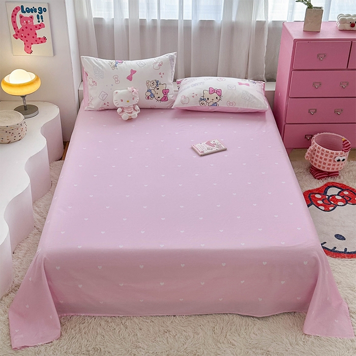 91家纺网 家纺一手货源 找家纺 玉元坊 2025新款三丽鸥全棉凯蒂猫纯棉库洛米床裙四件套三件套（第三批）-简约款 简约基础款-凯蒂小熊