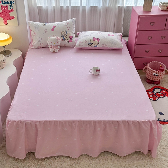 91家纺网 家纺一手货源 找家纺 玉元坊 2025新款三丽鸥全棉凯蒂猫纯棉库洛米床裙四件套三件套（第三批）-简约款 简约基础款-凯蒂小熊