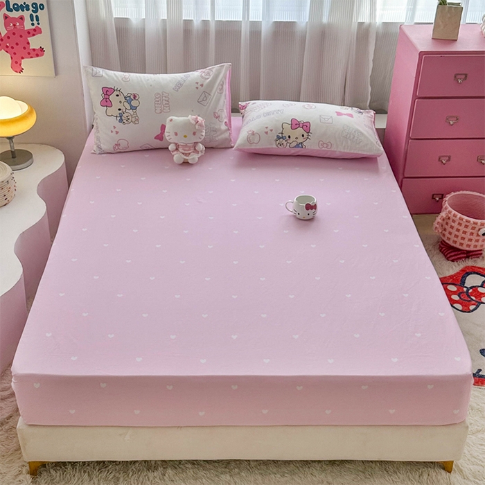 91家纺网 家纺一手货源 找家纺 玉元坊 2025新款三丽鸥全棉凯蒂猫纯棉库洛米床裙四件套三件套（第三批）-简约款 简约基础款-凯蒂小熊