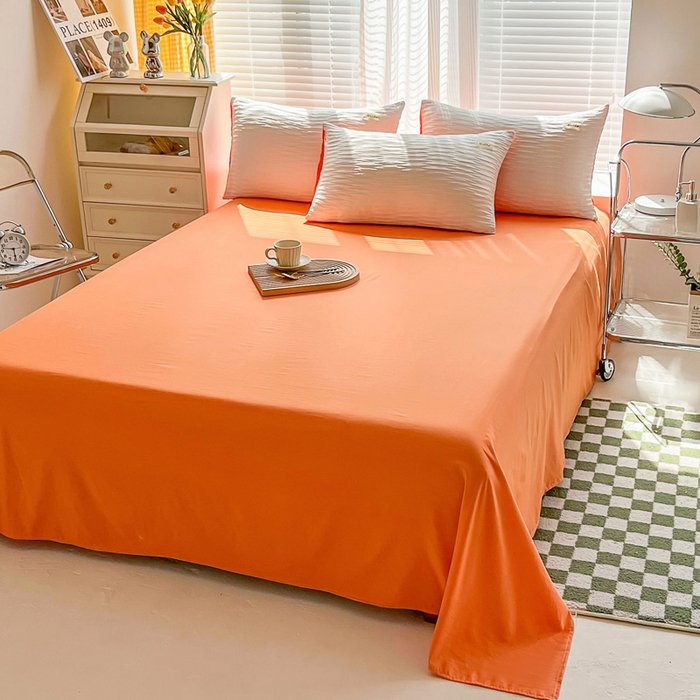 91家纺网 家纺一手货源 找家纺 斯卡诺家纺 2025新款直播爆款提花针织泡泡纱夏被四件套夏凉被空调被四件套 白桔色