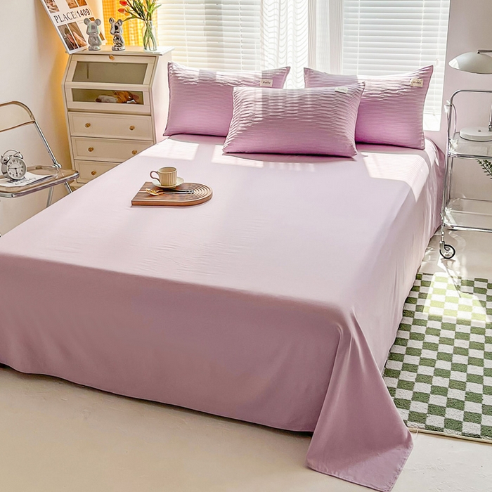 91家纺网 家纺一手货源 找家纺 斯卡诺家纺 2025新款直播爆款提花针织泡泡纱夏被四件套夏凉被空调被四件套 紫色