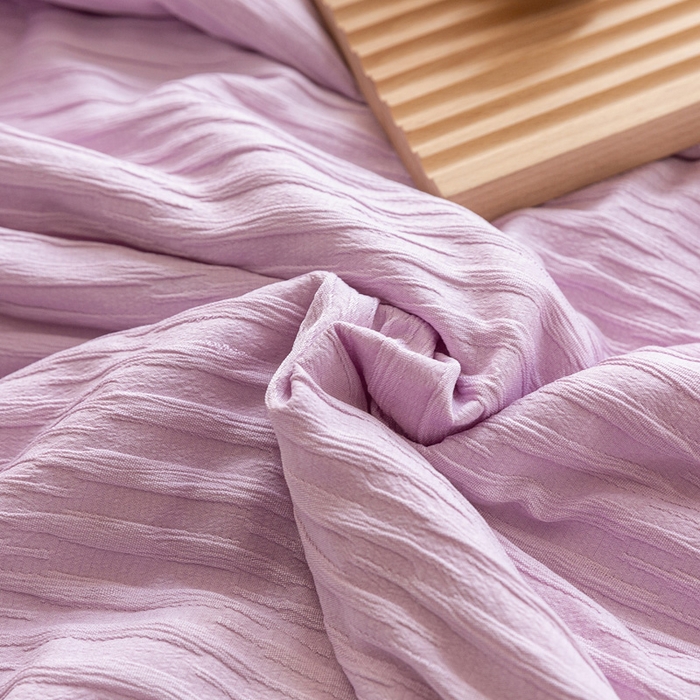 91家纺网 家纺一手货源 找家纺 斯卡诺家纺 2025新款直播爆款提花针织泡泡纱夏被四件套夏凉被空调被四件套 紫色