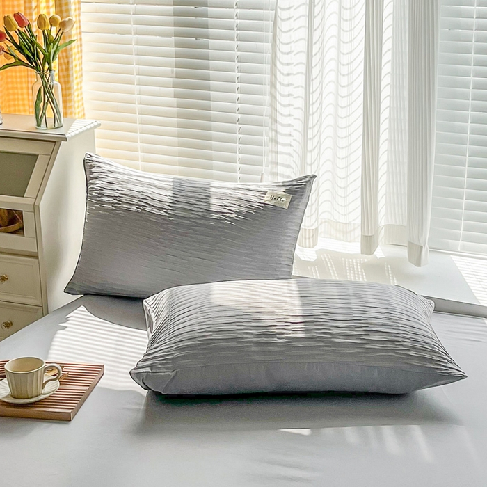 91家纺网 家纺一手货源 找家纺 斯卡诺家纺 2025新款直播爆款提花针织泡泡纱夏被四件套夏凉被空调被四件套 灰色