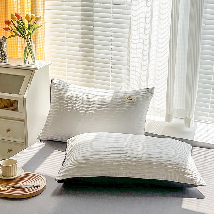 91家纺网 家纺一手货源 找家纺 斯卡诺家纺 2025新款直播爆款提花针织泡泡纱夏被四件套夏凉被空调被四件套 白灰色