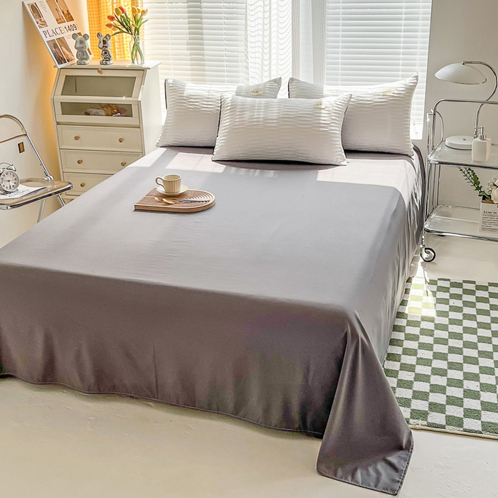 91家纺网 家纺一手货源 找家纺 斯卡诺家纺 2025新款直播爆款提花针织泡泡纱夏被四件套夏凉被空调被四件套 白灰色