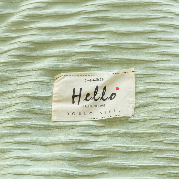 91家纺网 家纺一手货源 找家纺 斯卡诺家纺 2025新款直播爆款提花针织泡泡纱夏被四件套夏凉被空调被四件套 绿加黄