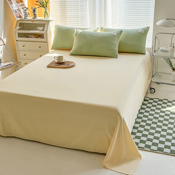 91家纺网 家纺一手货源 找家纺 斯卡诺家纺 2025新款直播爆款提花针织泡泡纱夏被四件套夏凉被空调被四件套 绿加黄