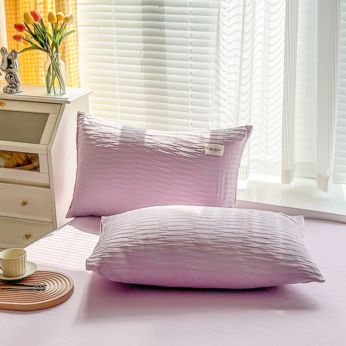 91家纺网 家纺一手货源 找家纺 斯卡诺家纺 2025新款直播爆款提花针织泡泡纱夏被四件套夏凉被空调被四件套 紫色