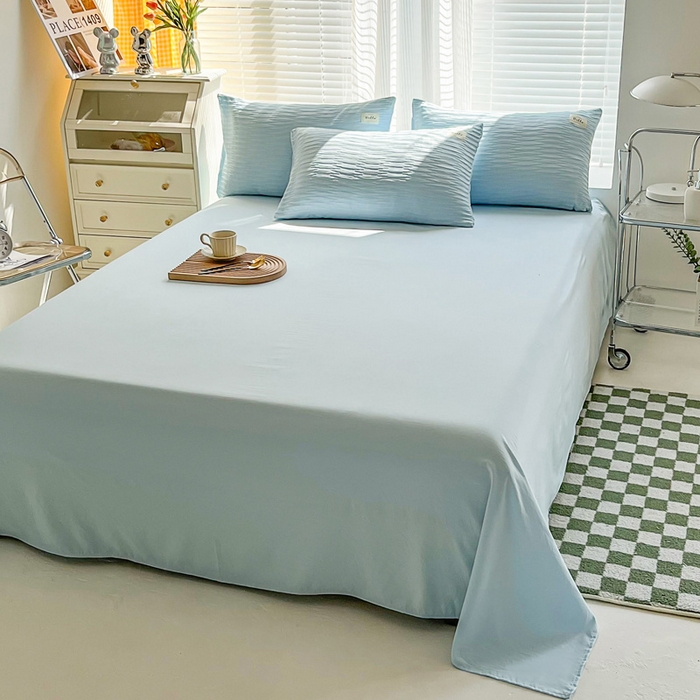 91家纺网 家纺一手货源 找家纺 斯卡诺家纺 2025新款直播爆款提花针织泡泡纱夏被四件套夏凉被空调被四件套 蓝色