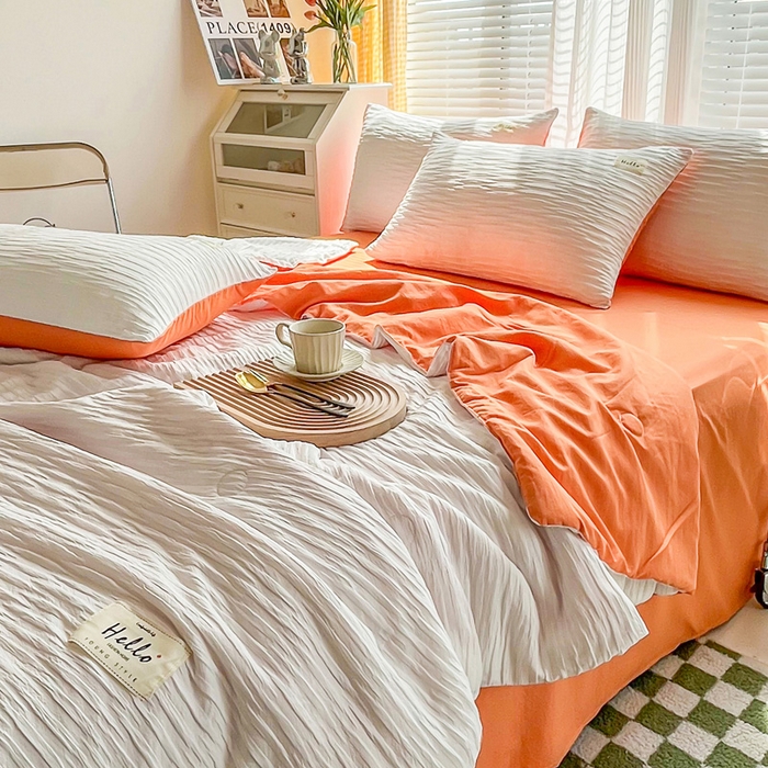 91家纺网 家纺一手货源 找家纺 （总）斯卡诺家纺 2025新款直播爆款提花针织泡泡纱夏被四件套夏凉被空调被四件套