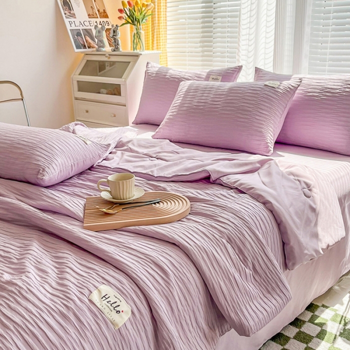 91家纺网 家纺一手货源 找家纺 （总）斯卡诺家纺 2025新款直播爆款提花针织泡泡纱夏被四件套夏凉被空调被四件套