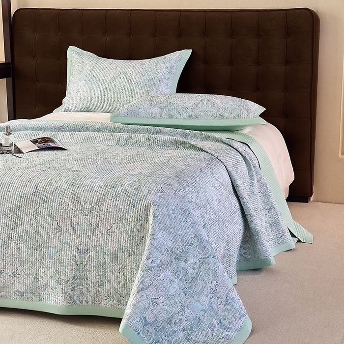 91家纺网 家纺一手货源 找家纺 南通朵美纺织品有限公司 2025【DM】50天丝软席席子三件套 安娜 绿