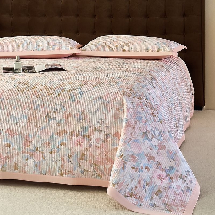 91家纺网 家纺一手货源 找家纺 南通朵美纺织品有限公司 2025【DM】50天丝软席席子三件套 莱茵花园 粉