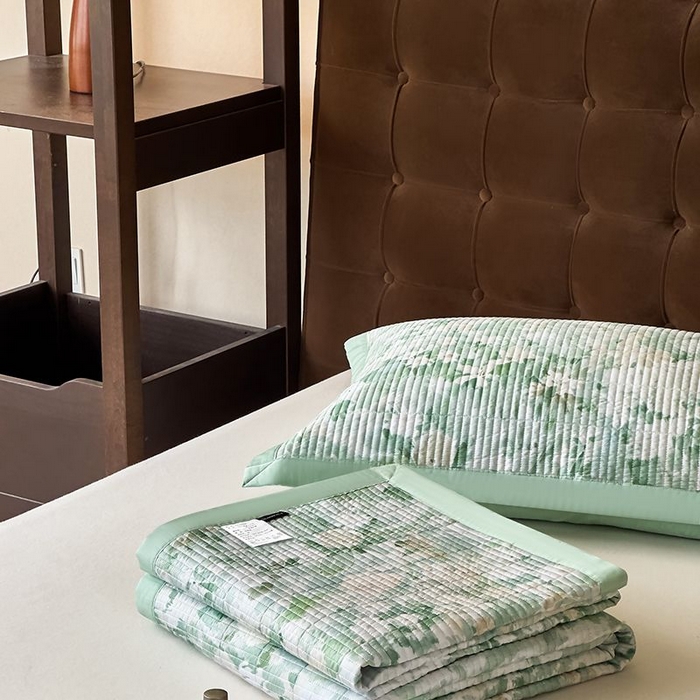 91家纺网 家纺一手货源 找家纺 南通朵美纺织品有限公司 2025【DM】50天丝软席席子三件套 莱茵花园 绿