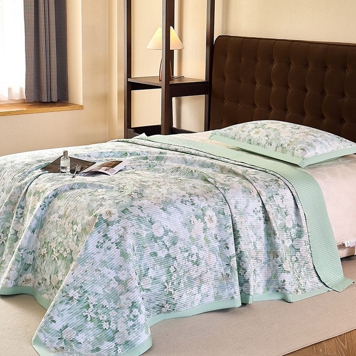 91家纺网 家纺一手货源 找家纺 南通朵美纺织品有限公司 2025【DM】50天丝软席席子三件套 莱茵花园 绿