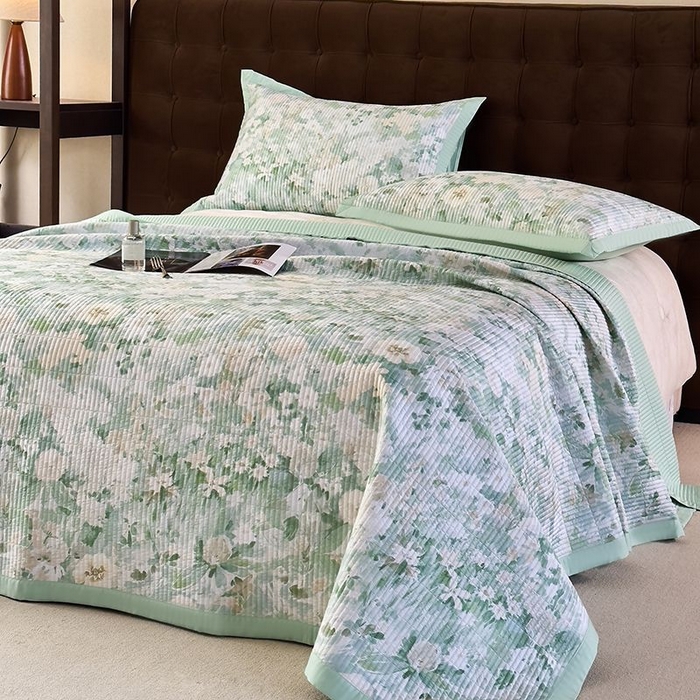 91家纺网 家纺一手货源 找家纺 南通朵美纺织品有限公司 2025【DM】50天丝软席席子三件套 莱茵花园 绿