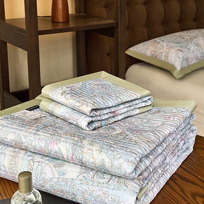 91家纺网 家纺一手货源 找家纺 南通朵美纺织品有限公司 2025【DM】50天丝软席席子三件套 塞纳风情