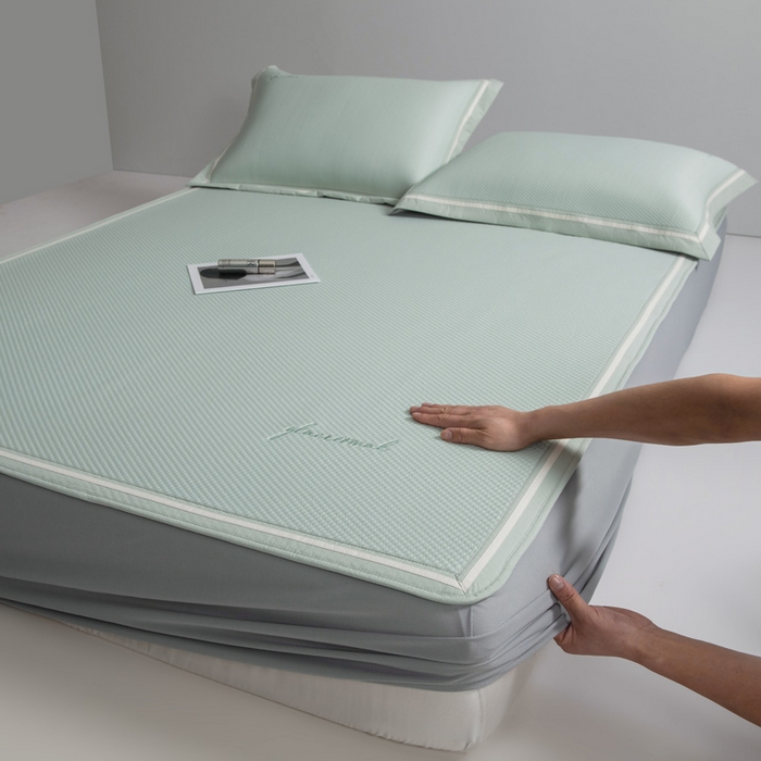 91家纺网 家纺一手货源 找家纺 席世家 2025春夏新款冰豆豆凉席冰川席空调席子单凉席 曼波绿