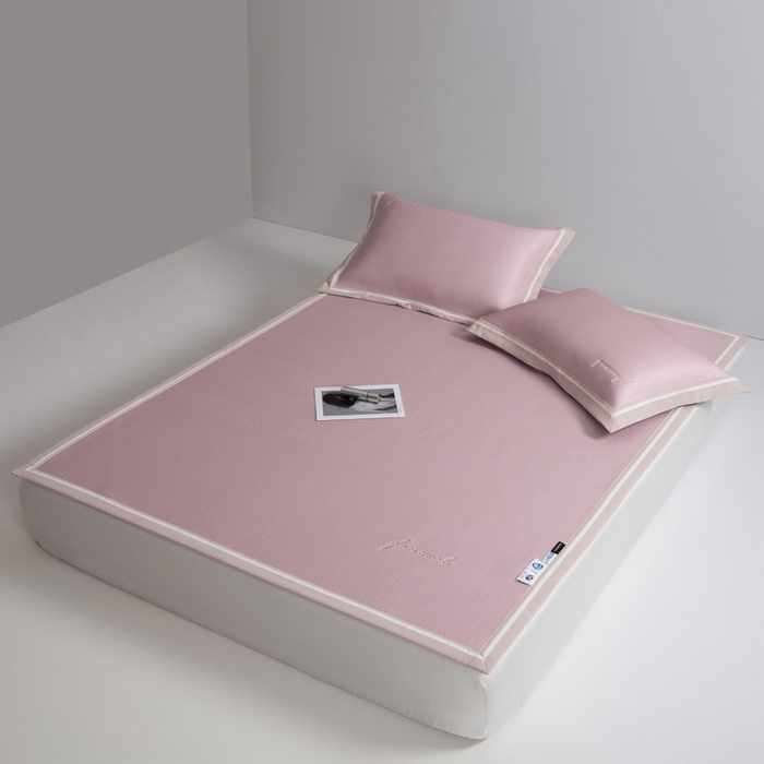 91家纺网 家纺一手货源 找家纺 席世家 2025春夏新款冰豆豆凉席冰川席空调席子单凉席 霞光粉