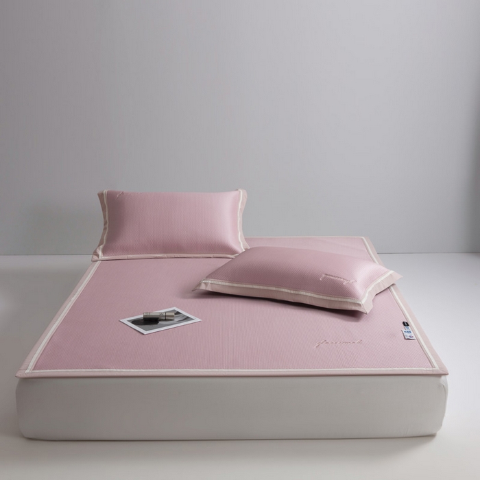 91家纺网 家纺一手货源 找家纺 席世家 2025春夏新款冰豆豆凉席冰川席空调席子单凉席 霞光粉