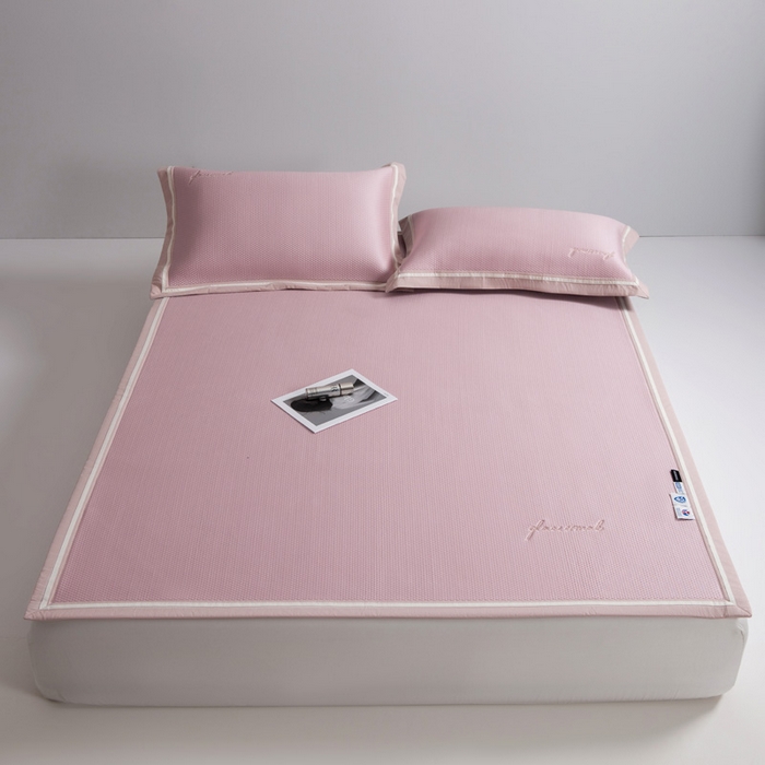 91家纺网 家纺一手货源 找家纺 席世家 2025春夏新款冰豆豆凉席冰川席空调席子单凉席 霞光粉