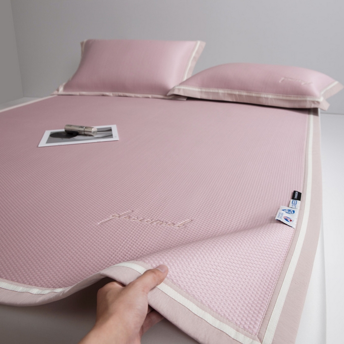 91家纺网 家纺一手货源 找家纺 席世家 2025春夏新款冰豆豆凉席冰川席空调席子单凉席 霞光粉