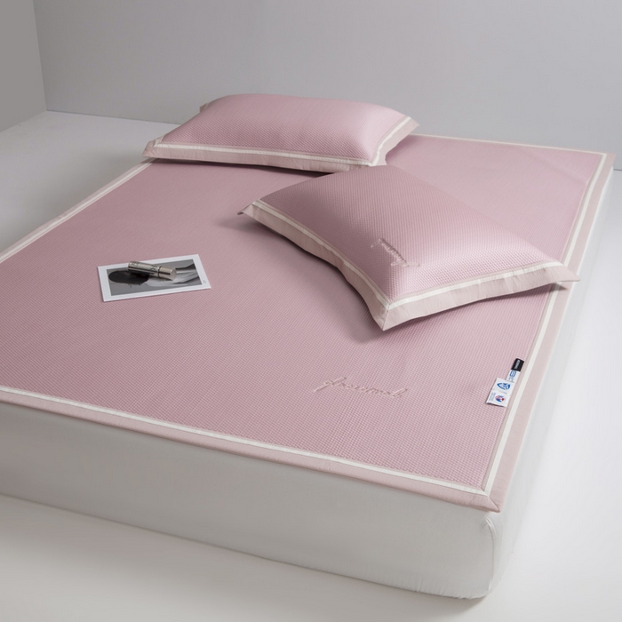 91家纺网 家纺一手货源 找家纺 席世家 2025春夏新款冰豆豆凉席冰川席空调席子单凉席 霞光粉