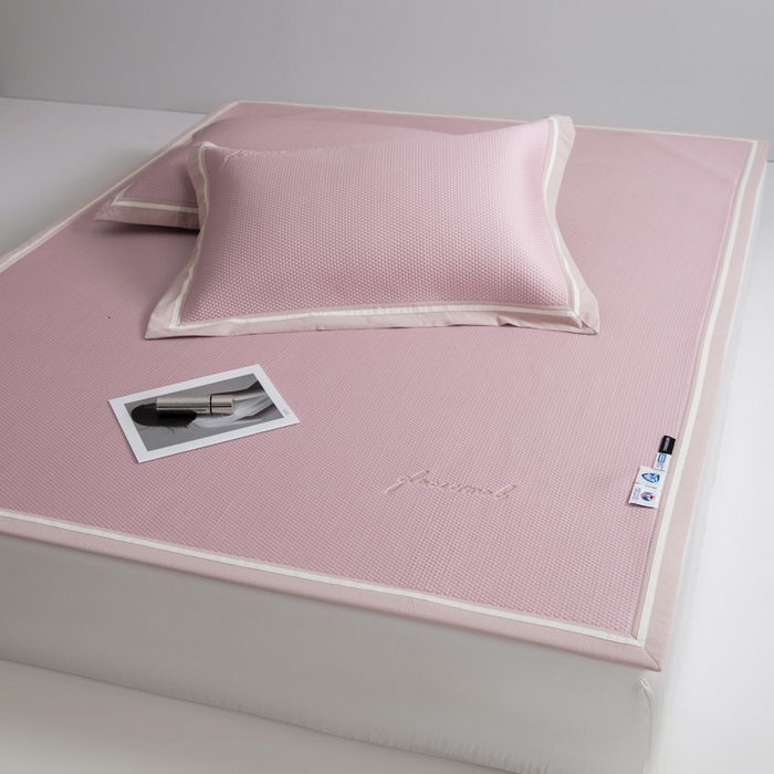 91家纺网 家纺一手货源 找家纺 席世家 2025春夏新款冰豆豆凉席冰川席空调席子单凉席 霞光粉