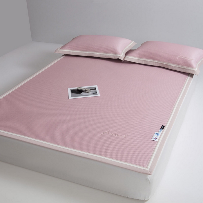 91家纺网 家纺一手货源 找家纺 席世家 2025春夏新款冰豆豆凉席冰川席空调席子单凉席 霞光粉