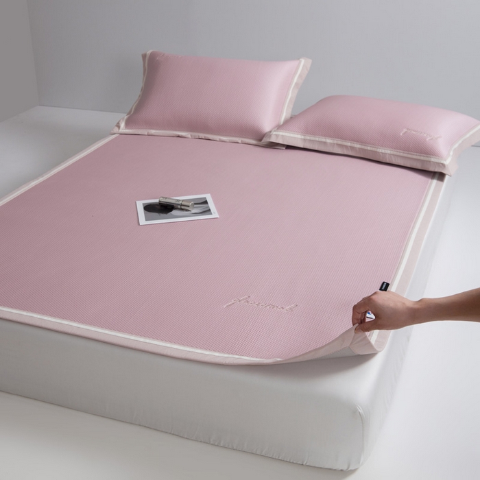 91家纺网 家纺一手货源 找家纺 席世家 2025春夏新款冰豆豆凉席冰川席空调席子单凉席 霞光粉