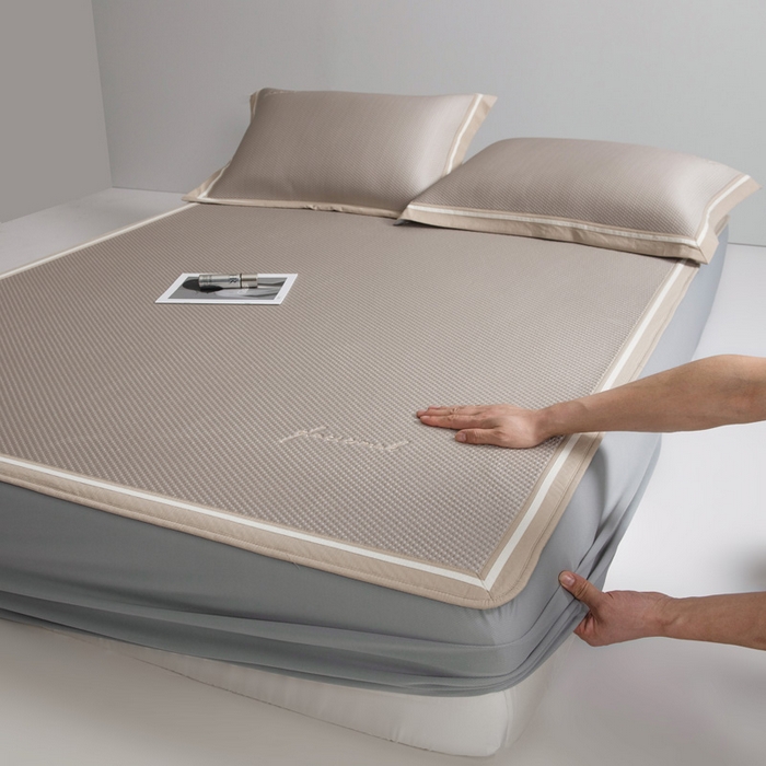 91家纺网 家纺一手货源 找家纺 席世家 2025春夏新款冰豆豆凉席冰川席空调席子单凉席 香槟金