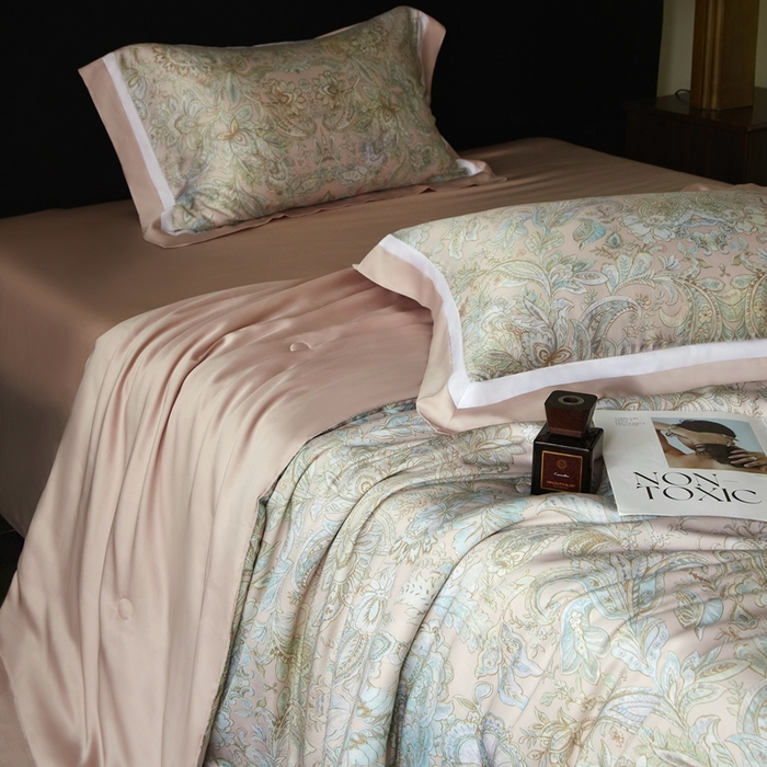 91家纺网 家纺一手货源 找家纺 （总）南通朵美纺织品有限公司 2025新款【DM】100支顶级天丝系列（嵌织带款）