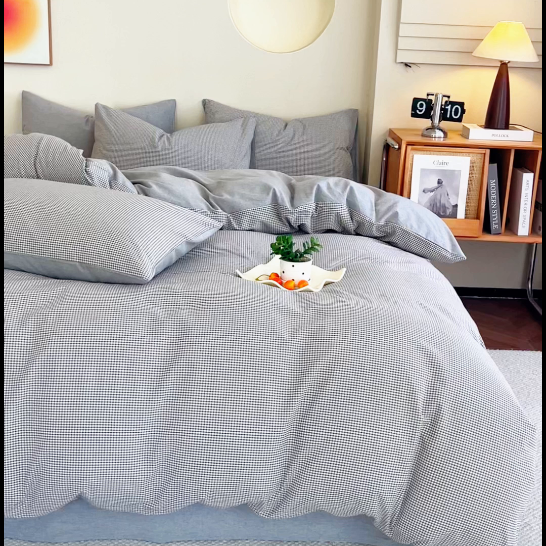 91家纺网 家纺一手货源 找家纺 （总）优米家纺 2025新款色织全棉纯棉40支水洗四件套及床单系列-四件套