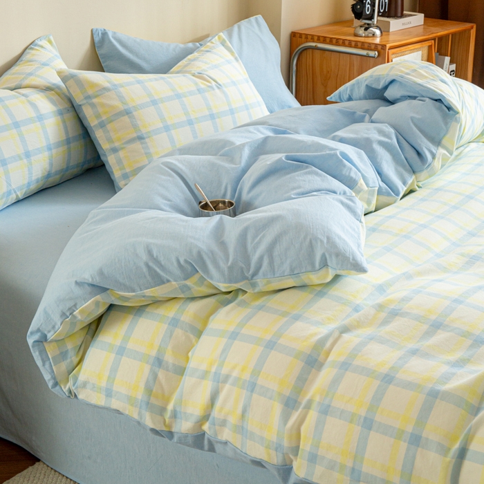 91家纺网 家纺一手货源 找家纺 （总）优米家纺 2025新款色织全棉纯棉40支水洗四件套及床单系列-四件套