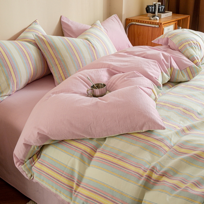 91家纺网 家纺一手货源 找家纺 （总）优米家纺 2025新款色织全棉纯棉40支水洗四件套及床单系列-四件套