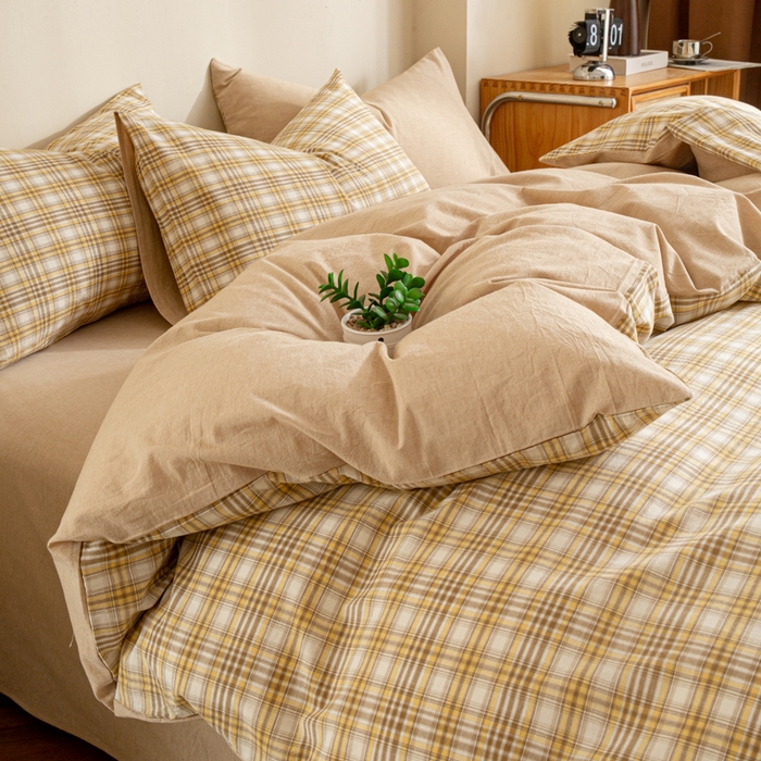 91家纺网 家纺一手货源 找家纺 （总）优米家纺 2025新款色织全棉纯棉40支水洗四件套及床单系列-四件套