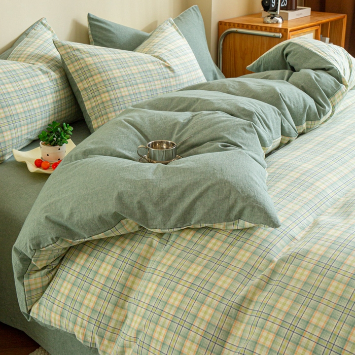 91家纺网 家纺一手货源 找家纺 （总）优米家纺 2025新款色织全棉纯棉40支水洗四件套及床单系列-四件套