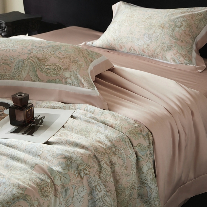 91家纺网 家纺一手货源 找家纺 南通朵美纺织品有限公司 2025新款【DM】100支顶级天丝系列（嵌织带款） 花间词