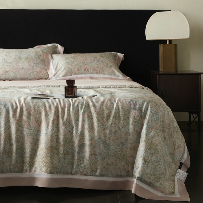 91家纺网 家纺一手货源 找家纺 南通朵美纺织品有限公司 2025新款【DM】100支顶级天丝系列（嵌织带款） 花间词