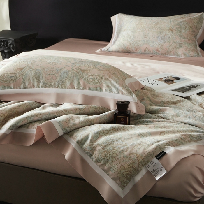 91家纺网 家纺一手货源 找家纺 南通朵美纺织品有限公司 2025新款【DM】100支顶级天丝系列（嵌织带款） 花间词