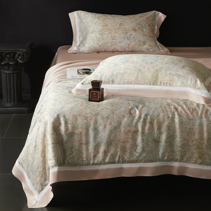 91家纺网 家纺一手货源 找家纺 南通朵美纺织品有限公司 2025新款【DM】100支顶级天丝系列（嵌织带款） 花间词