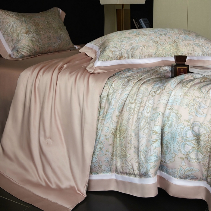 91家纺网 家纺一手货源 找家纺 南通朵美纺织品有限公司 2025新款【DM】100支顶级天丝系列（嵌织带款） 花间词