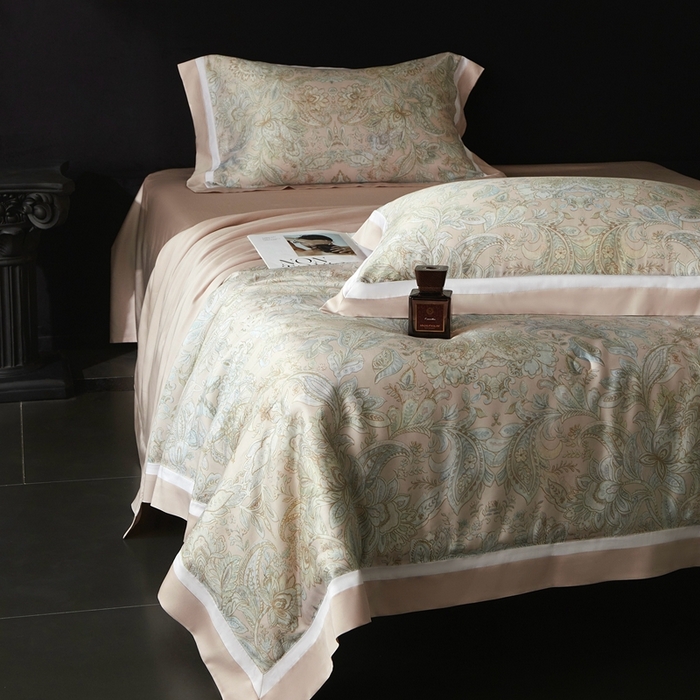 91家纺网 家纺一手货源 找家纺 南通朵美纺织品有限公司 2025新款【DM】100支顶级天丝系列（嵌织带款） 花间词